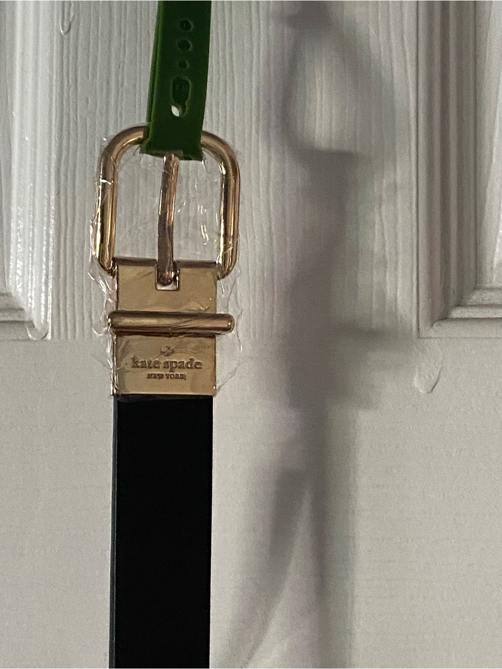 kate spade black and white reversible leather belt with gold buckle